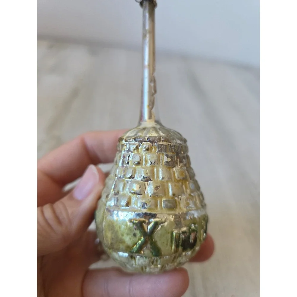 Antique merry AS IS Xmas mercury glass ornament rattle xmas tree